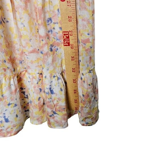 Japna Womens Large Watercolor Pastel Floral Button-Up‎ Smocked Back Waist Dress - Picture 8 of 8